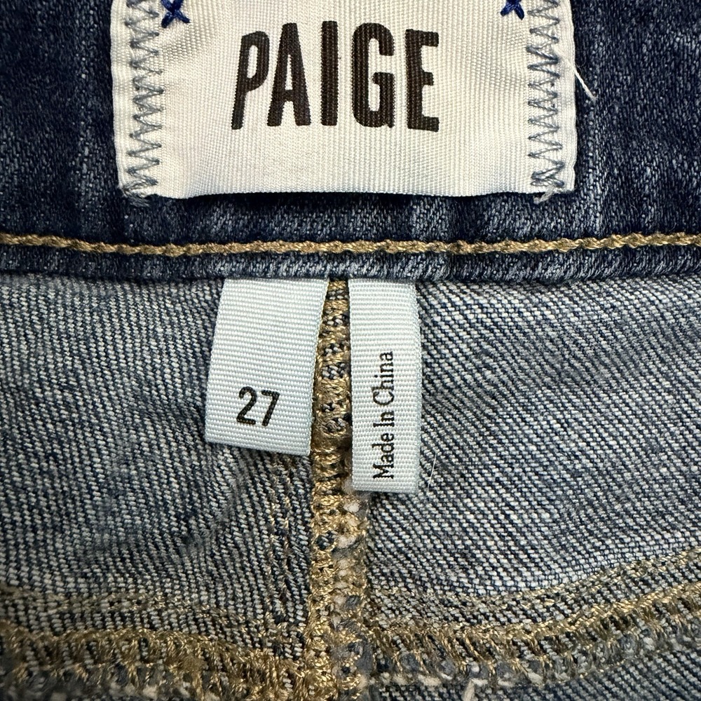 Paige Jimmy Jimmy Cuffed Denim Shorts Dark Wash Cuffed Distressed Size 27 - Picture 4 of 7